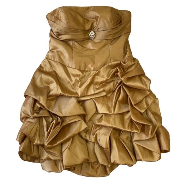 Anaïs Design gold strapless dress ballon pleated woven prom jewels corset 12 14 - Picture 1 of 16